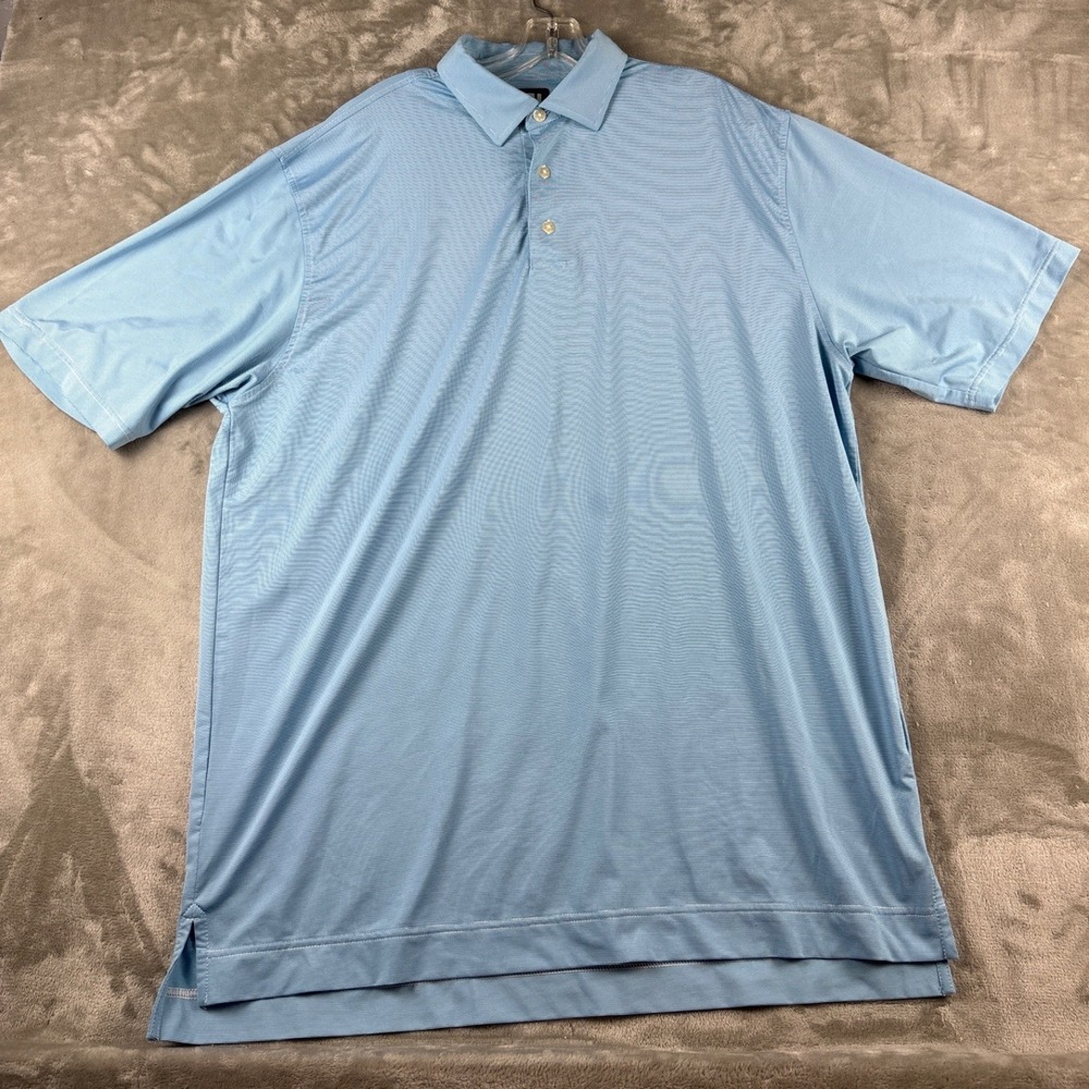 FootJoy Polo Shirt Mens XL Striped Light Blue Short Sleeve EUC